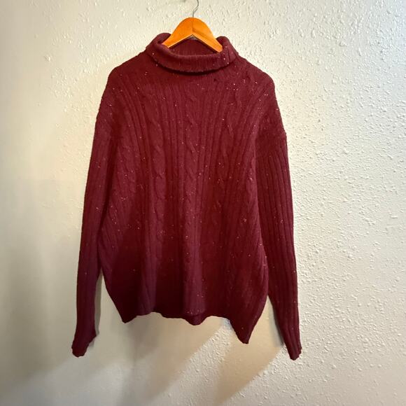 Womens J. Crew Chunky Knit Sweater 100% Lambswool Turtle Neck Size Large - Picture 1 of 6